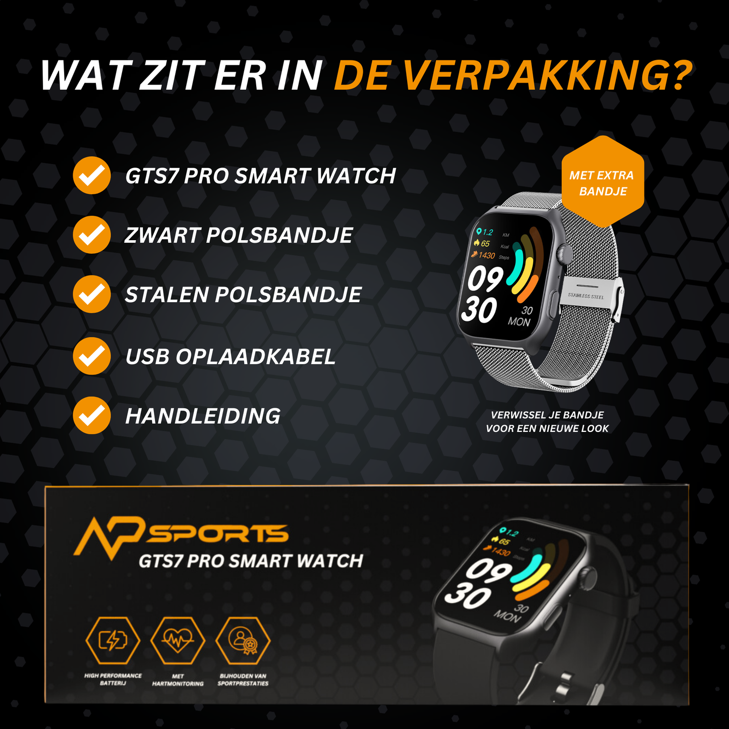NP Sports Smartwatch GTS7 Pro incl. extra bandje