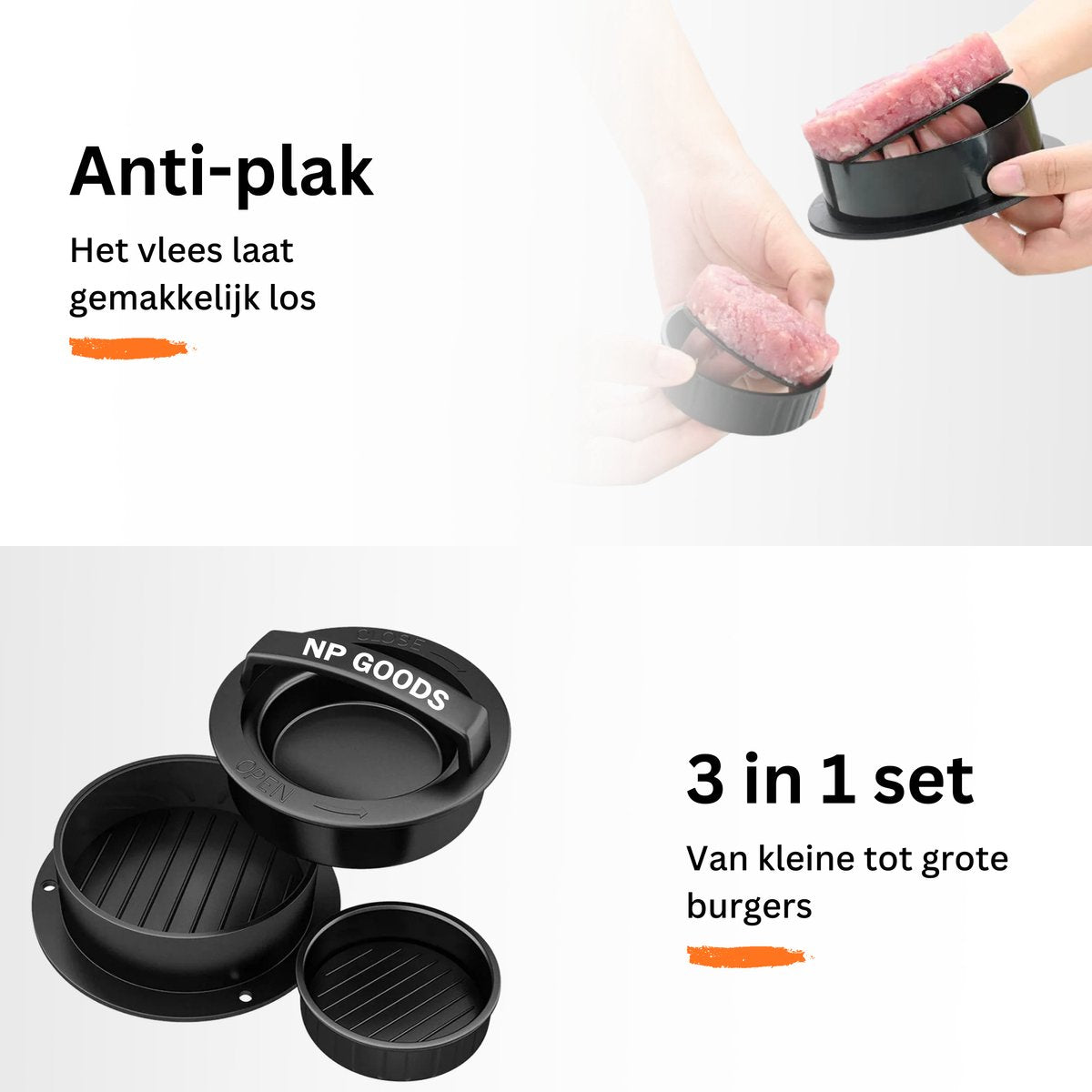 NP Goods Hamburgerpers 3 in 1