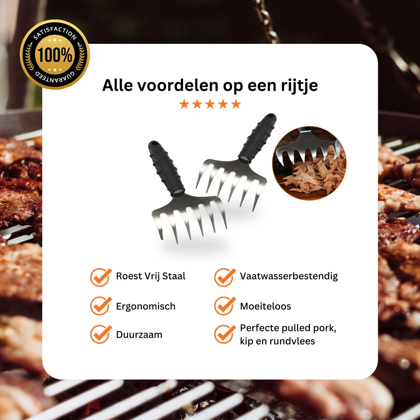 NP Goods Vleesklauwen - Voor pulled pork en kip - BBQ Accesoires