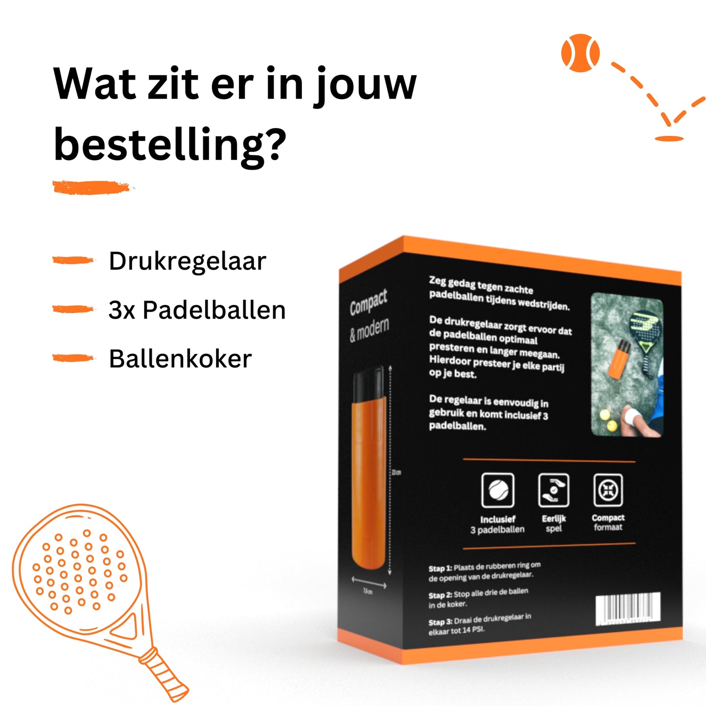 NP Sports - Padelballen drukregelaar inclusief 3 ballen