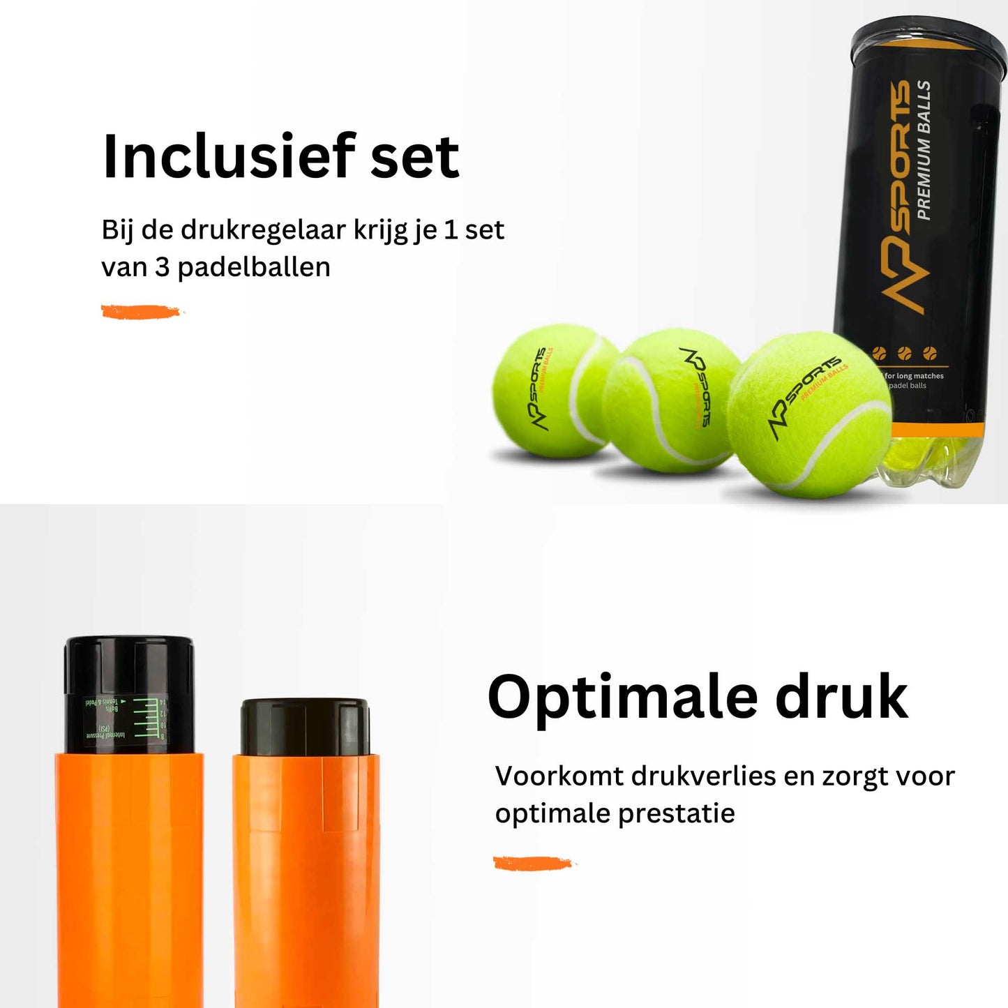 NP Sports - Padelballen drukregelaar inclusief 3 ballen