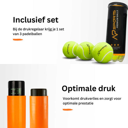 NP Sports - Padelballen drukregelaar inclusief 3 ballen